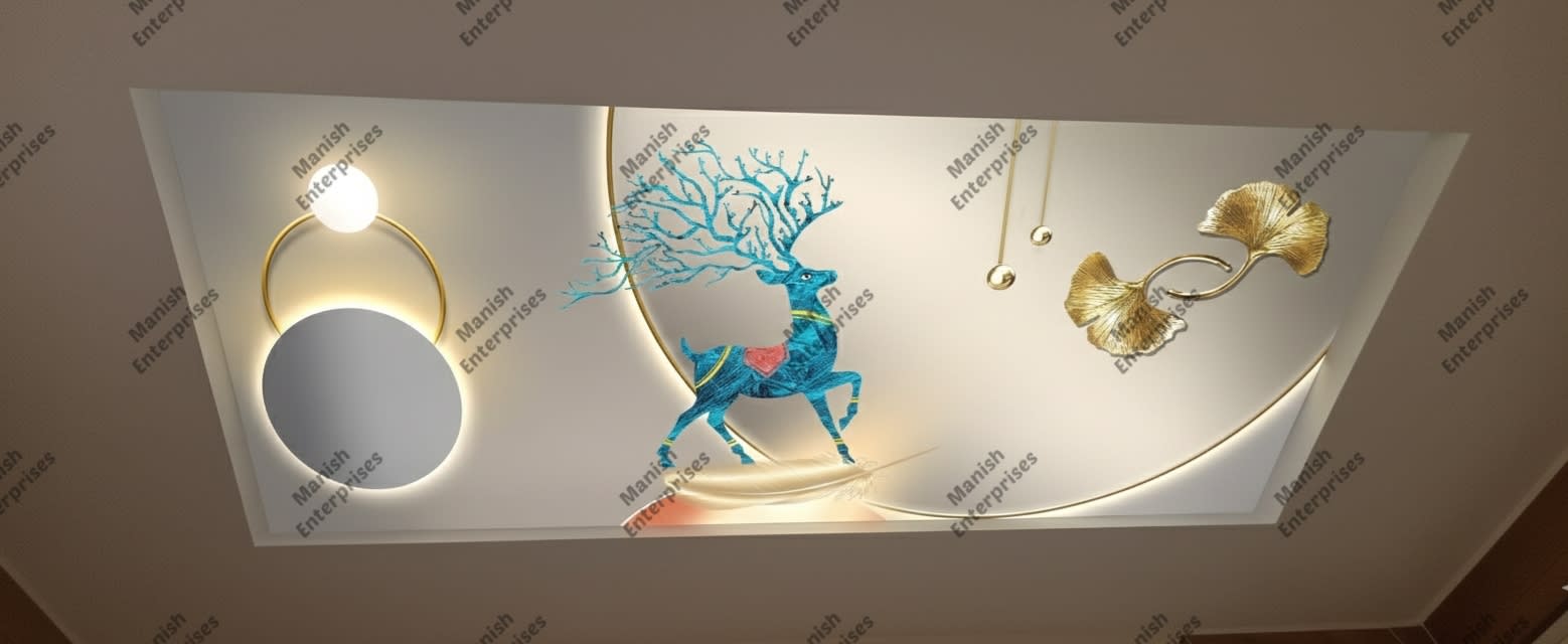 3D Teal Stag Arc Acrylic Backlit Décor Sheet