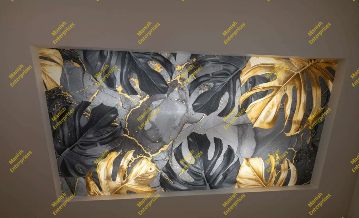3D Noir Gold Leaf Acrylic Backlit Interior Décor Sheet