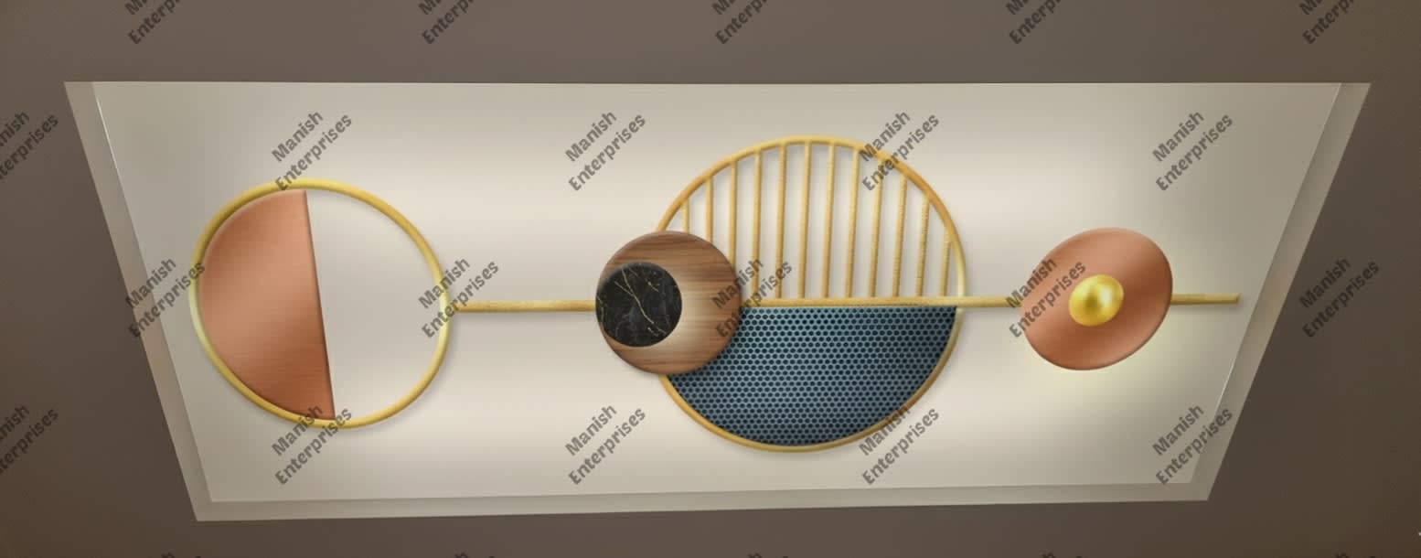 Golden Orbit Lines 3D Abstract Backlit Acrylic Décor Sheet