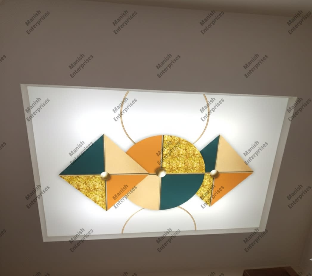 Golden Geo Fusion 3D Abstract Backlit Acrylic Décor Sheet