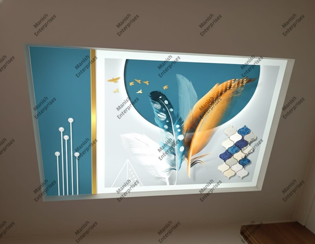 Golden Ginkgo Feathers 3D Abstract Backlit Acrylic Décor Sheet