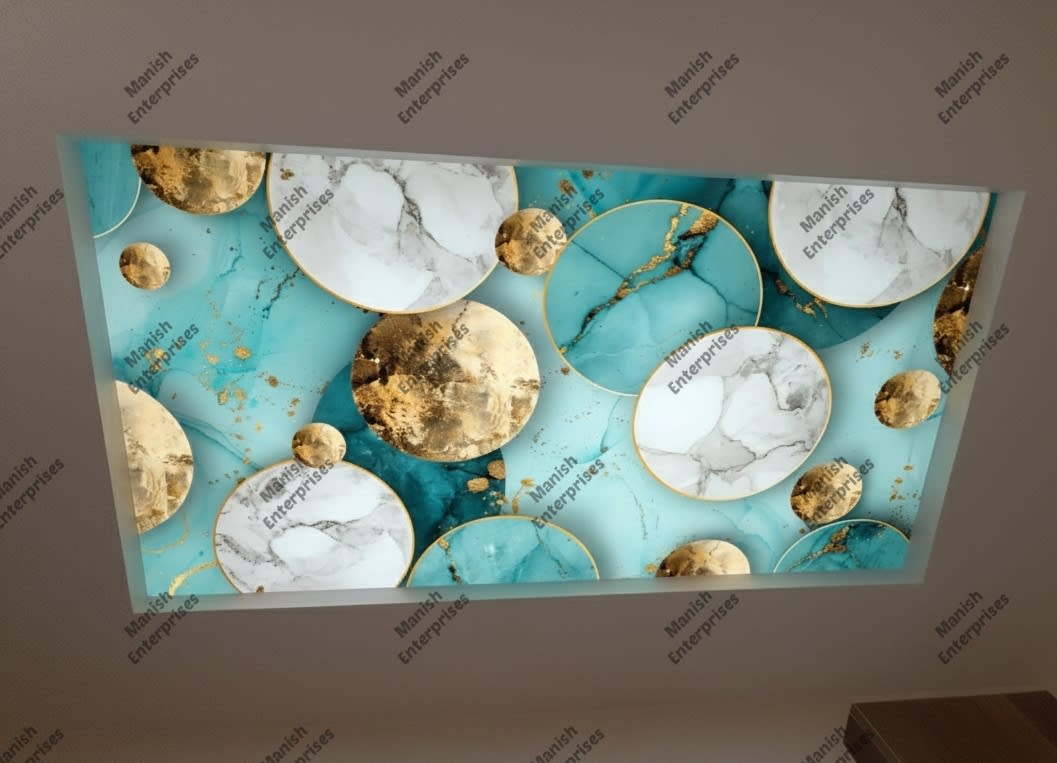 Mint Marble Orbits 3D Backlit Acrylic Designer Décor Sheet