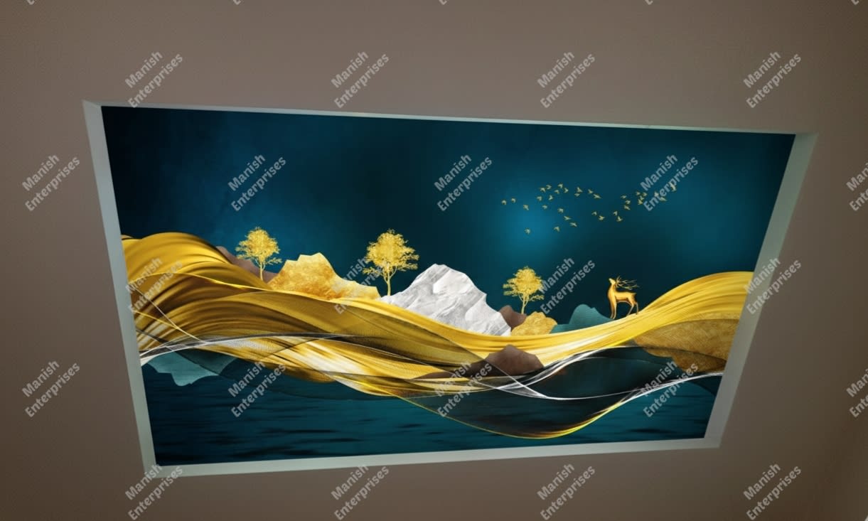 Golden River Silhouette 3D Abstract Backlit Acrylic Sheet