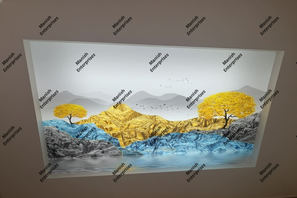 Gold & Teal Abstract Backlit Acrylic Panel