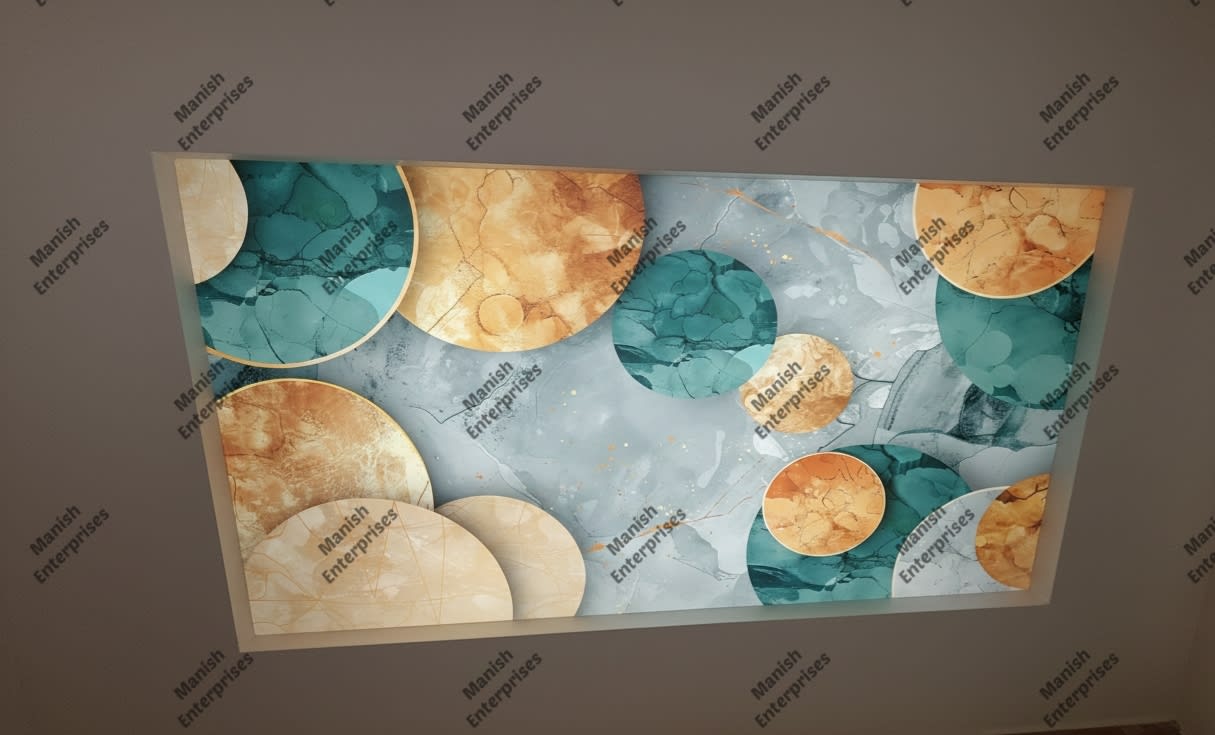 Grey, Teal & Gold Abstract Backlit Acrylic Sheet Panel