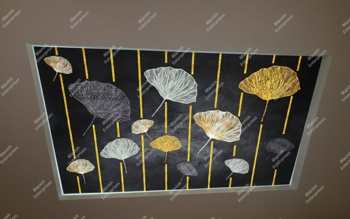 Golden Leaf 3D Abstract Backlit Acrylic Panel