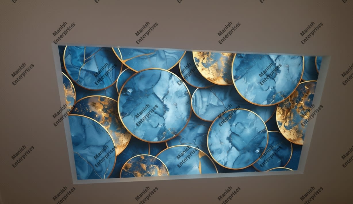 Blue Luxe Circles Backlit Acrylic Panel