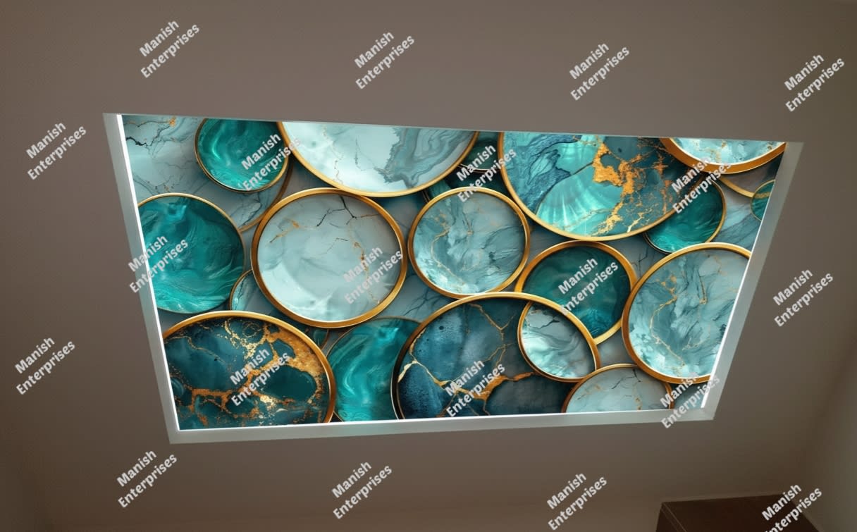 Emerald Gold Aura Abstract Backlit Acrylic Panel