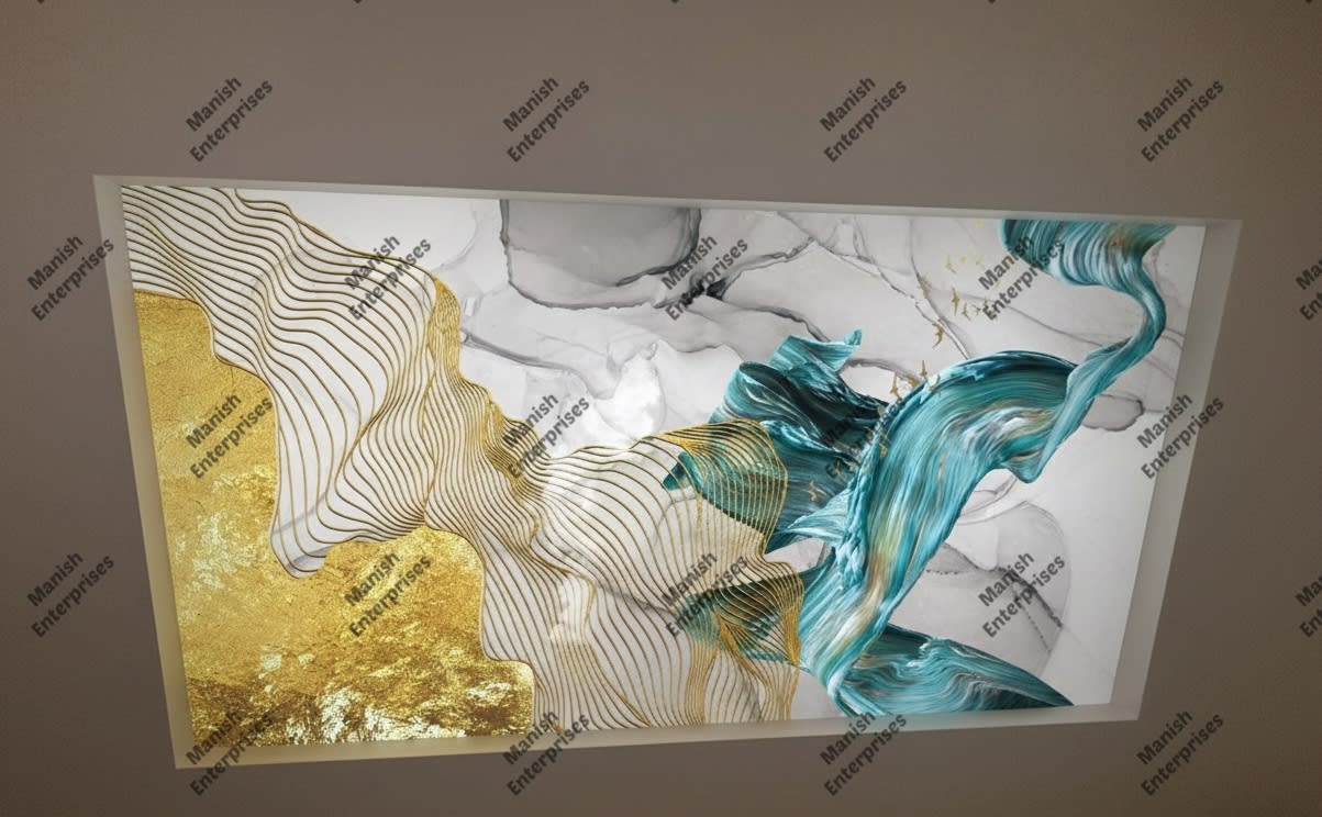 Golden Wave Abstract Backlit Acrylic Sheet