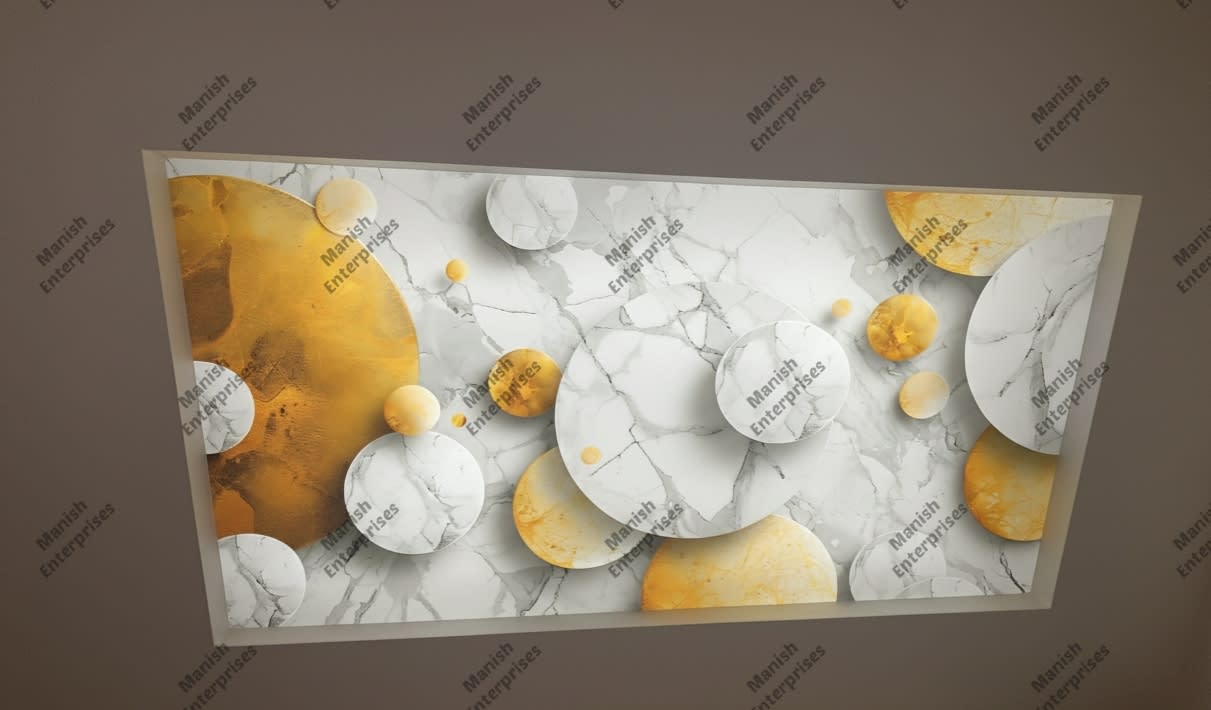 Gold White Marble Circles Designer Backlit Acrylic Ceiling Sheet  Manish Enterprises