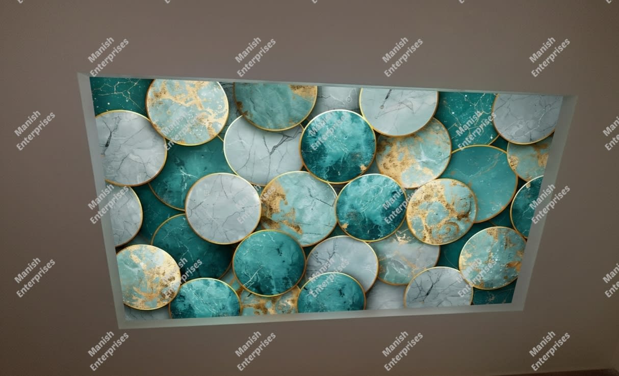 Emerald Green Gold Circular Abstract Backlit Acrylic Ceiling Sheet  Manish Enterprises