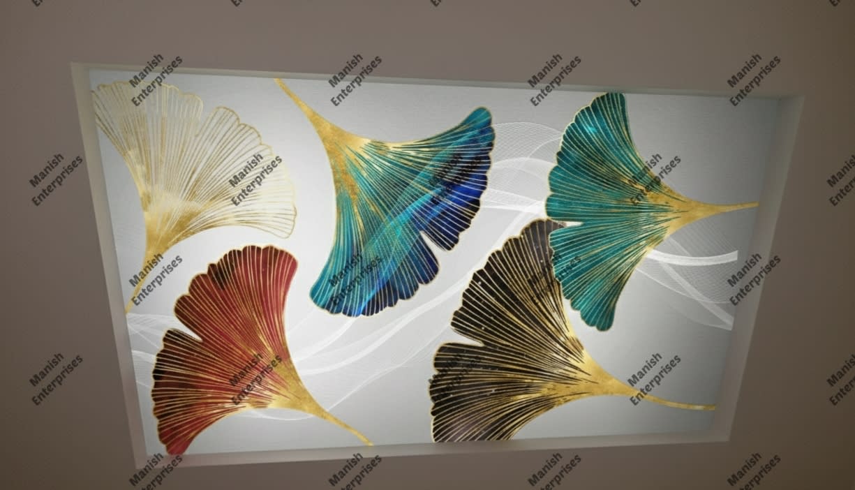 Golden Monochrome Ginkgo 3D Abstract Acrylic Backlit Sheet