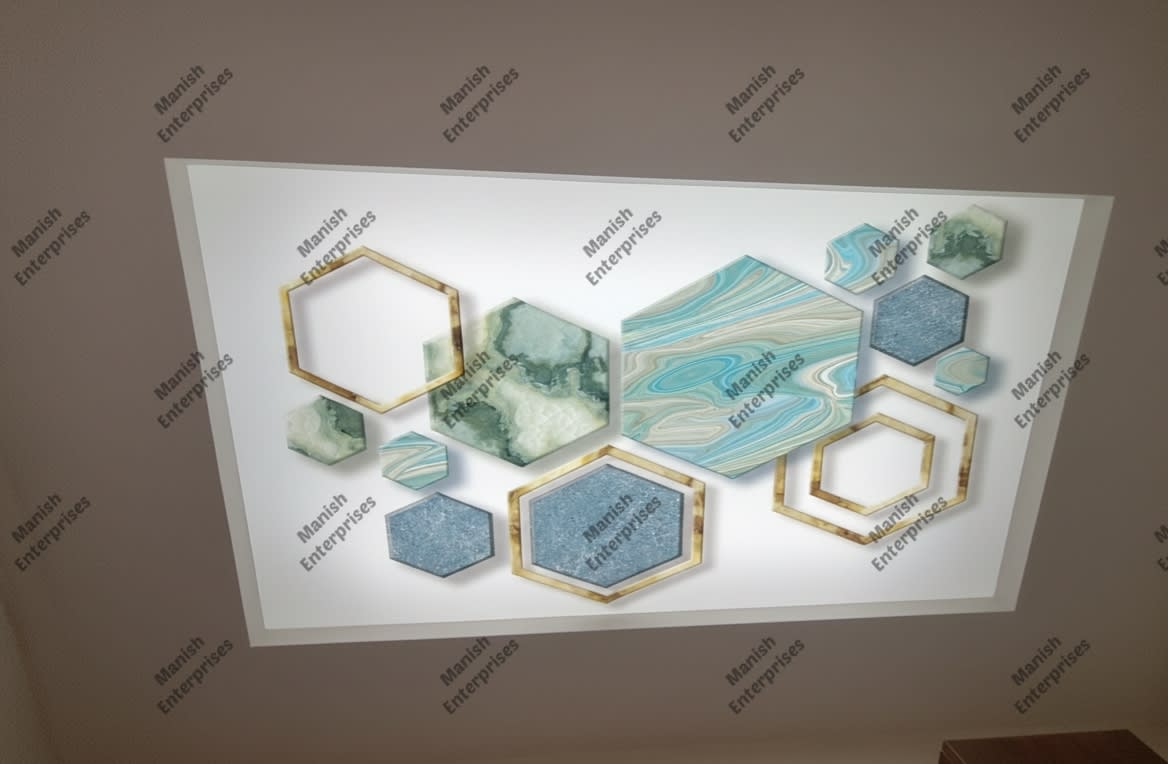 Aqua-Gold Hexa 3D Acrylic Designer Sheet