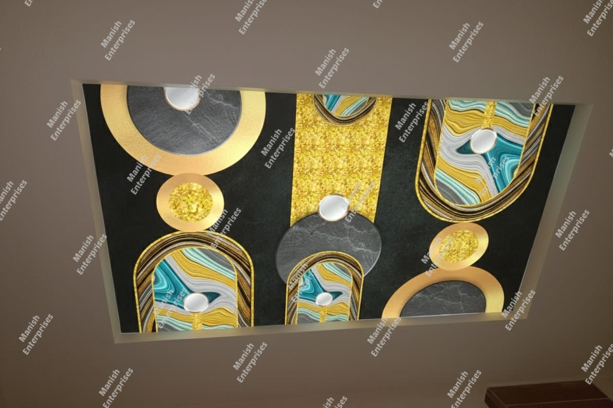 Emerald-Gold Arch Abstract Backlit Acrylic Sheet