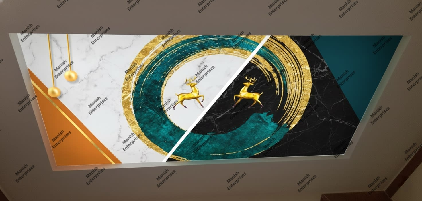 Emerald Golden Deer Circle Acrylic Sheet