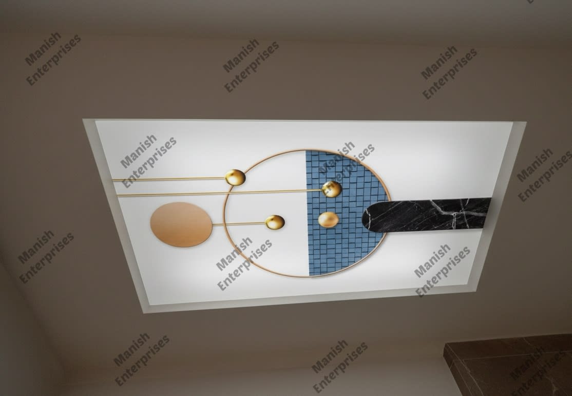 Beige Black Gold Round 3D Designer Acrylic Sheet for Modern Ceilings & Interiors