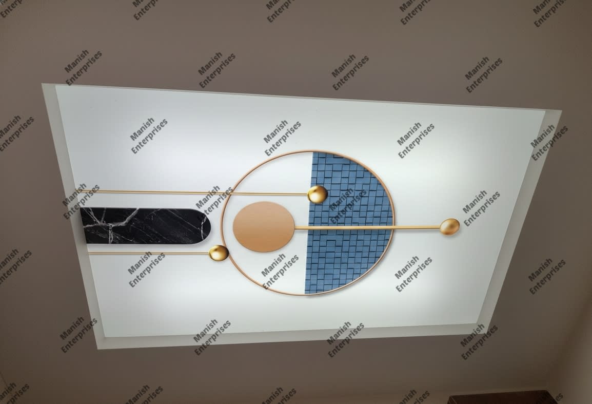 Black Gold Geometric Circle Acrylic Backlit Sheet for Modern Ceiling & Wall Décor