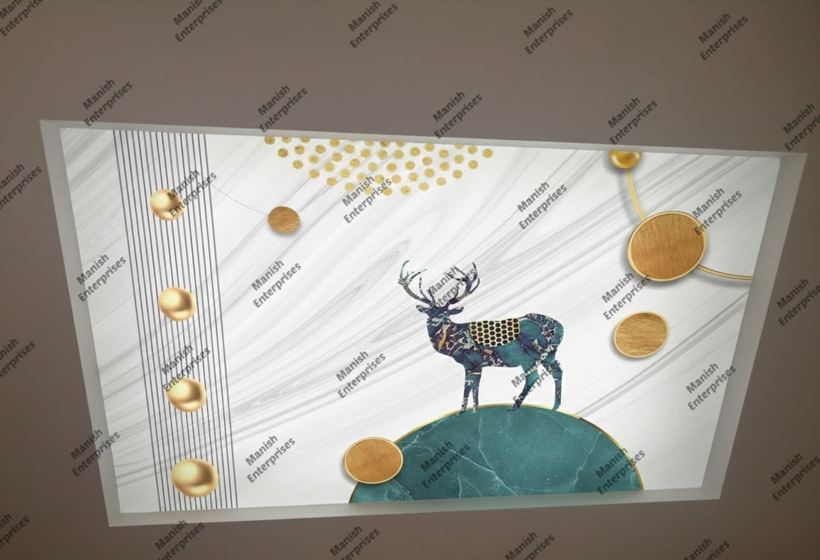 Emerald Gold Deer Designer Acrylic Sheet for Luxury Ceiling & Wall Backlit Décor