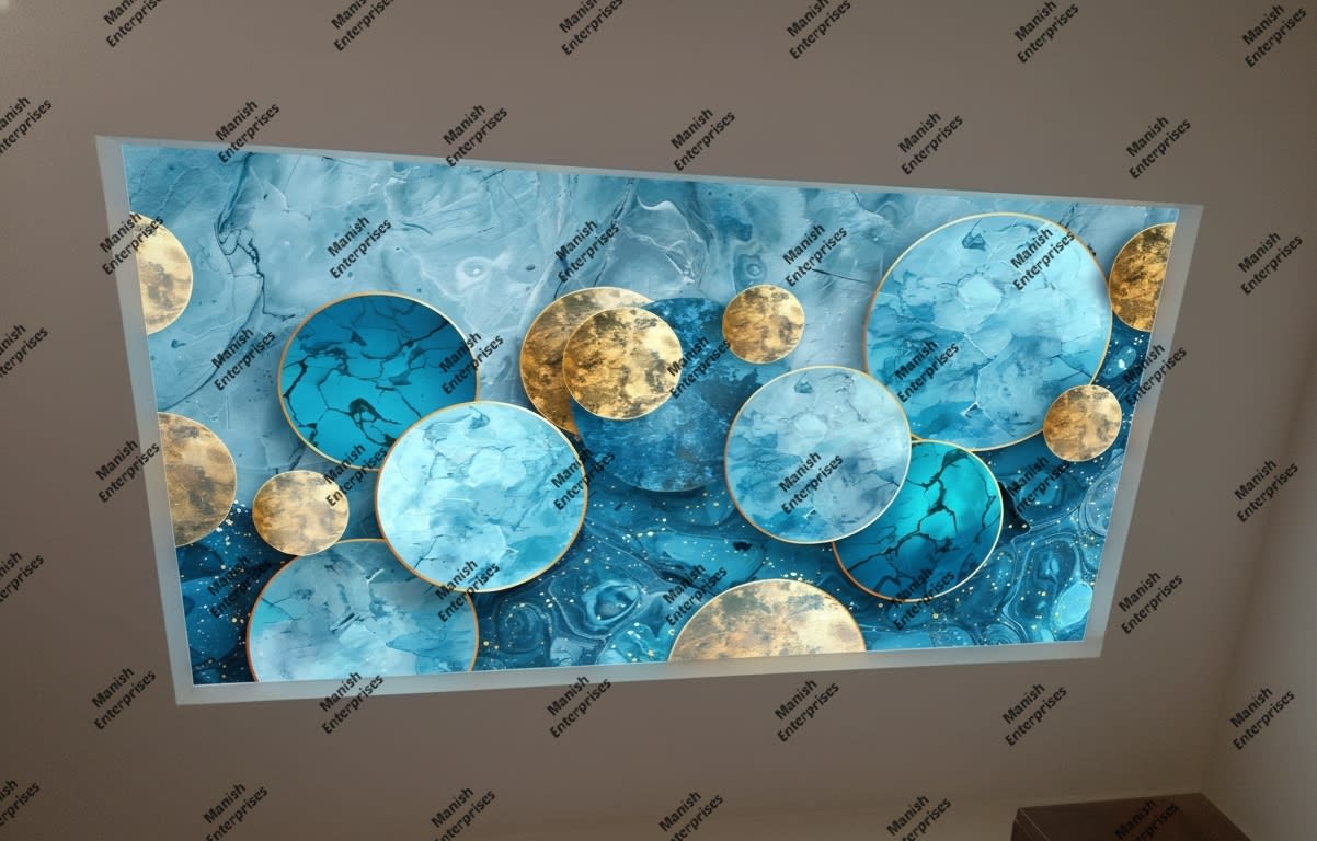 Oceanic Marble Circles Premium Backlit Acrylic Designer Sheet