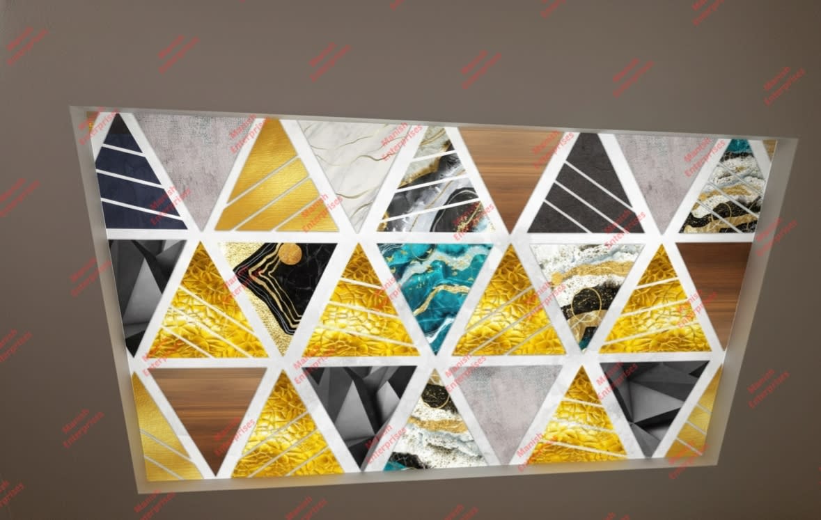 Lux Geometric Gold Teal Triangle Acrylic Sheet for Ceiling