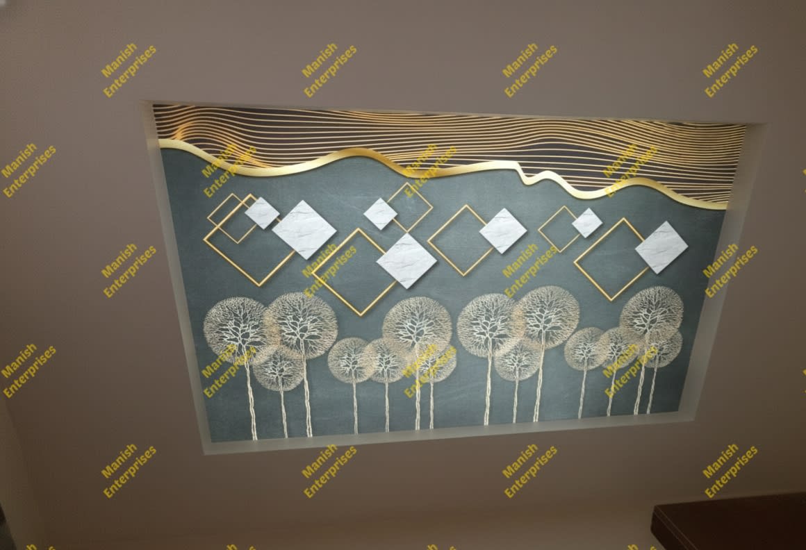 LuxeSquare Gold Wave Acrylic Ceiling Sheet