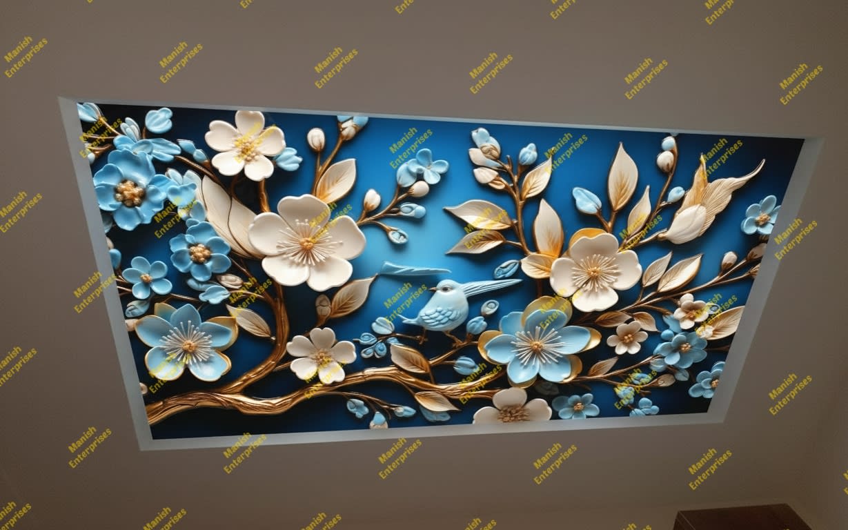 FloraBird Teal Gold Acrylic Ceiling Sheet