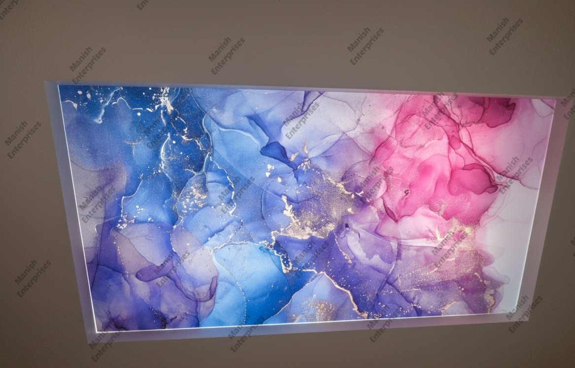 Blue Pink Marble Abstract Acrylic Ceiling Sheet
