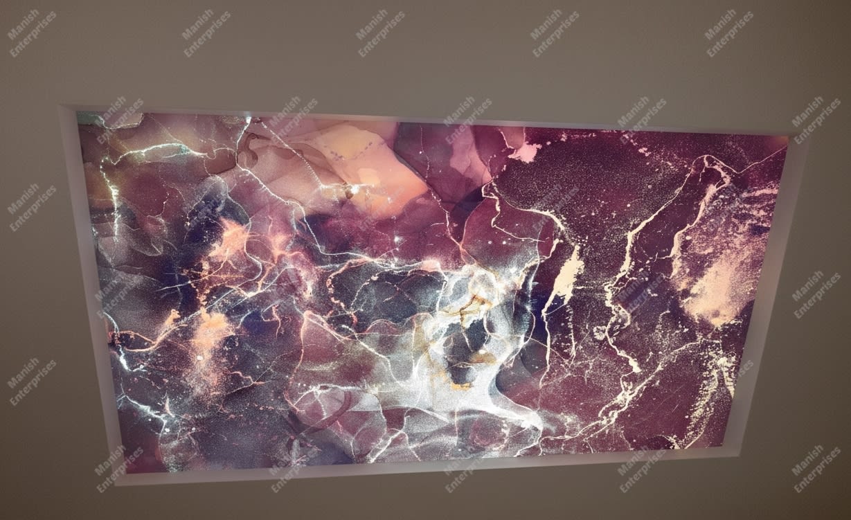 Burgundy Marble Abstract Acrylic Ceiling Sheet