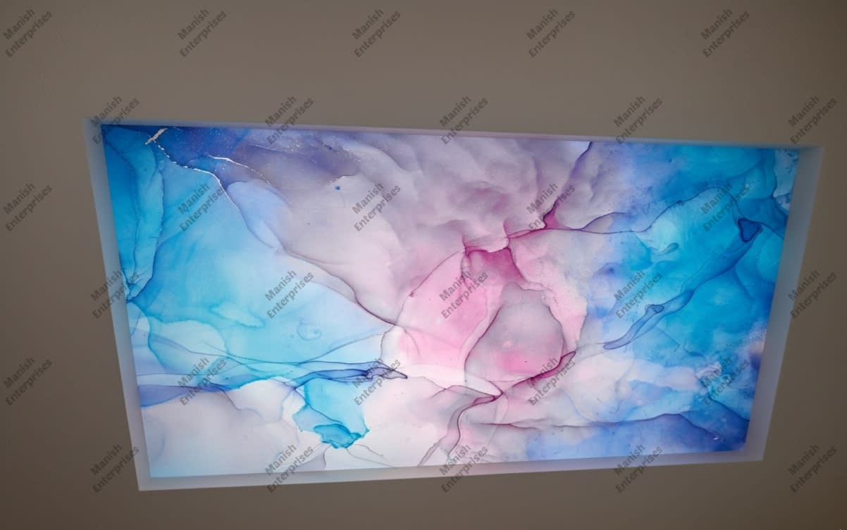 Blue Pink Marble Abstract Acrylic Ceiling Sheet