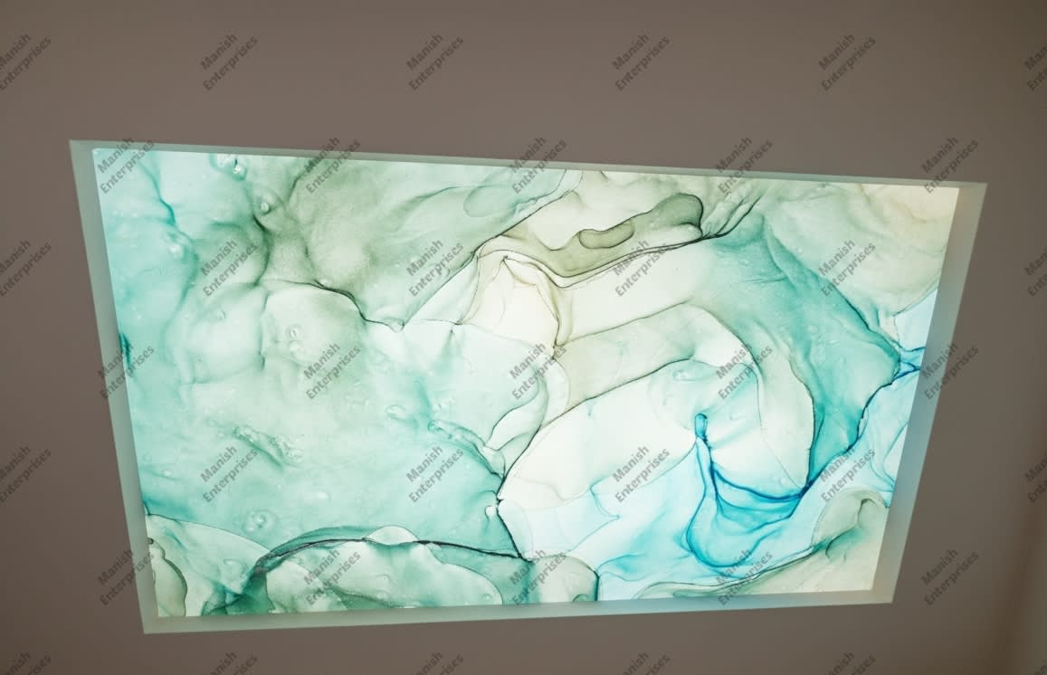 Aqua Green Marble Abstract Acrylic Sheet for Ceiling