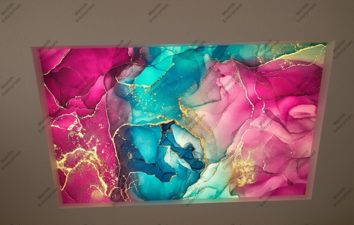 Amethyst Teal Marble Abstract Acrylic Ceiling Sheet