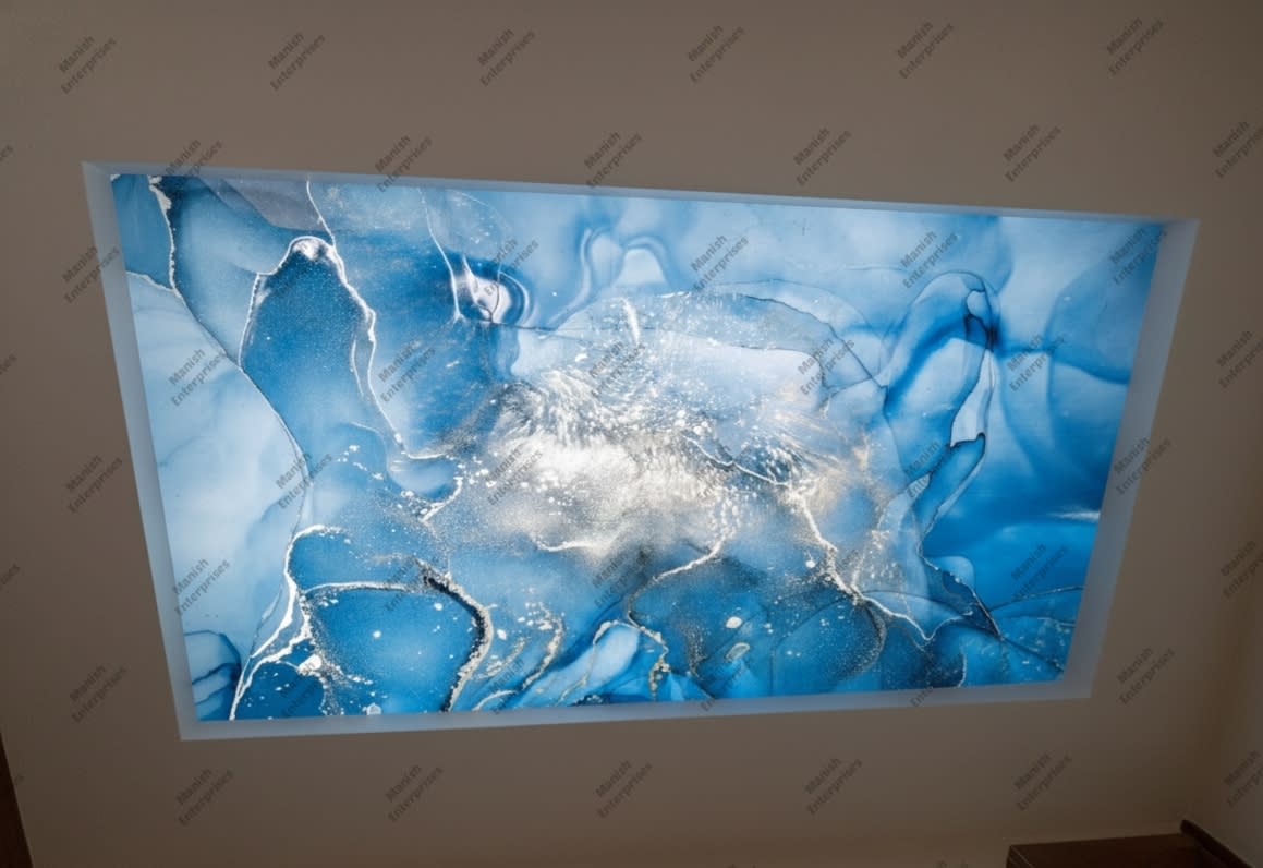Royal Blue Marble Abstract Acrylic Ceiling Sheet