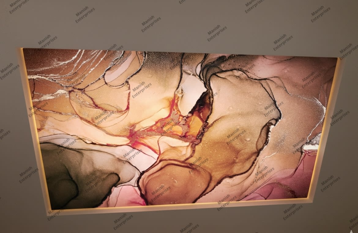 Gold Brown Marble Abstract Acrylic Ceiling Sheet