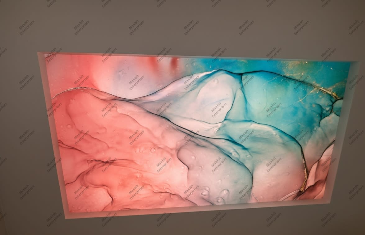 Aqua Peach Marble Abstract Acrylic Ceiling Sheet