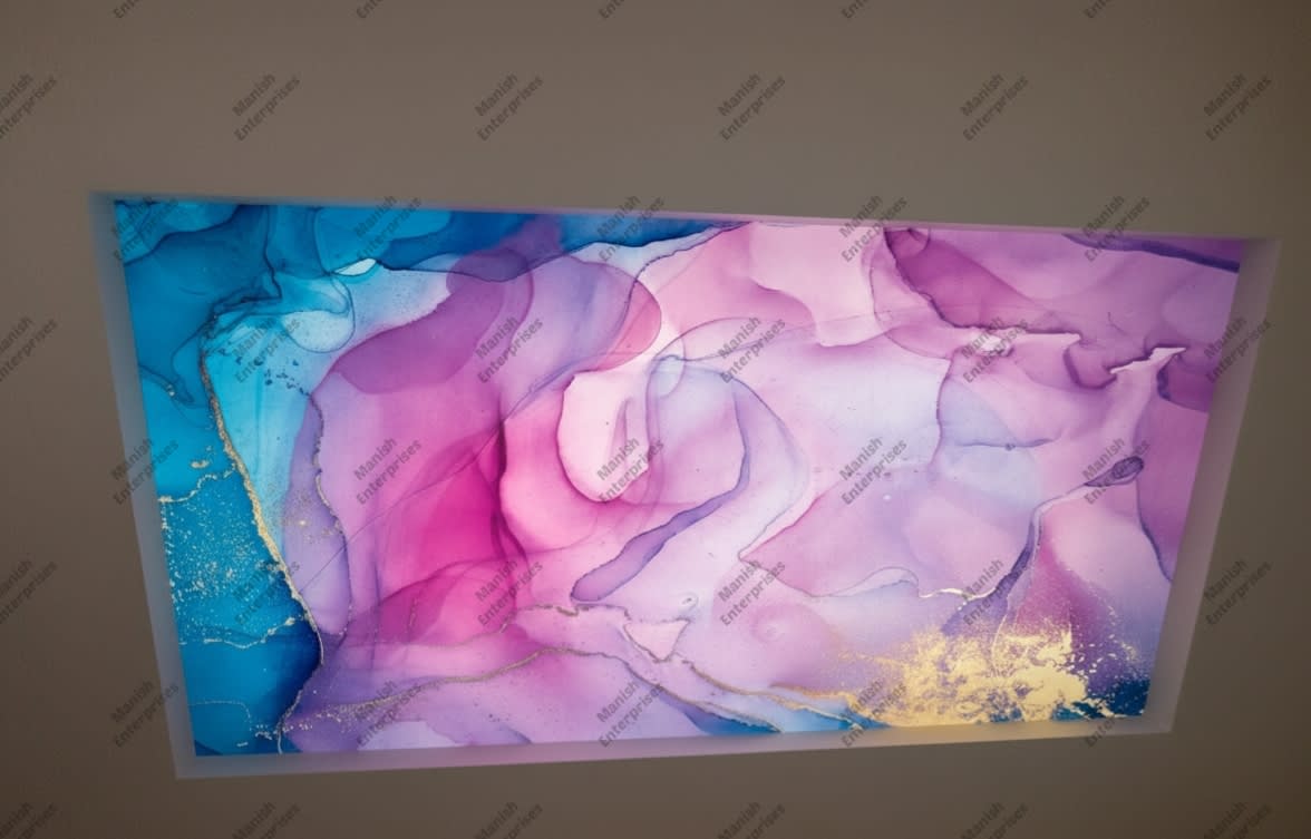 Purple Aqua Marble Abstract Acrylic Ceiling Sheet
