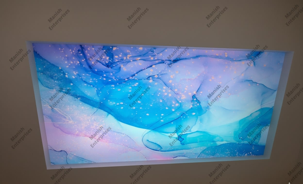 Aqua Blue Marble Abstract Acrylic Ceiling Sheet