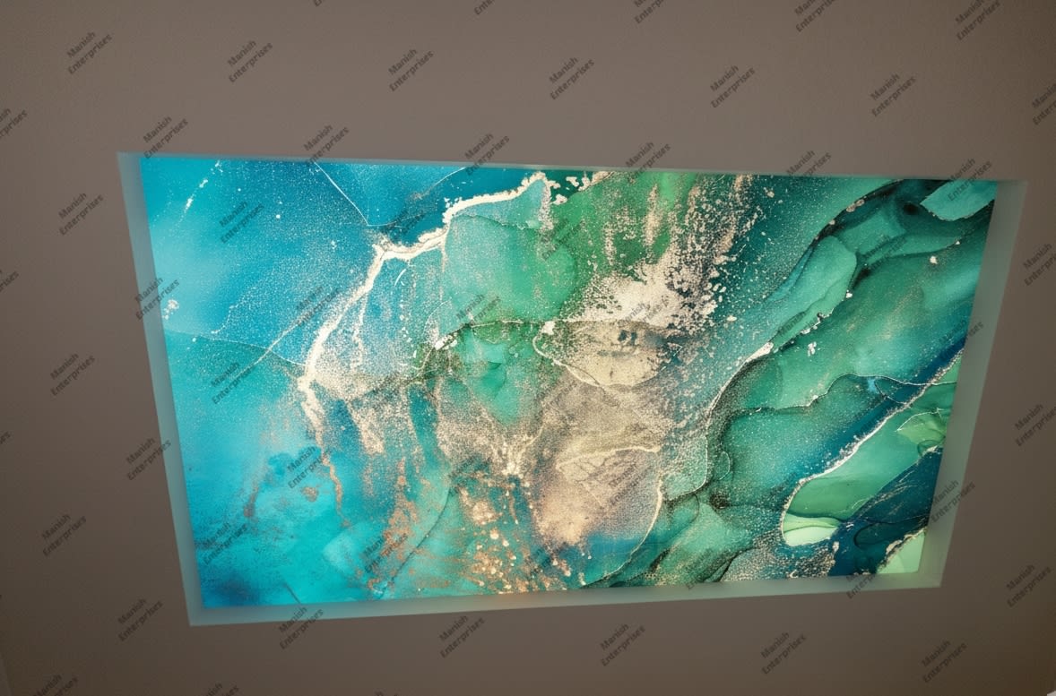 Emerald aqua marble abstract acrylic ceiling sheet
