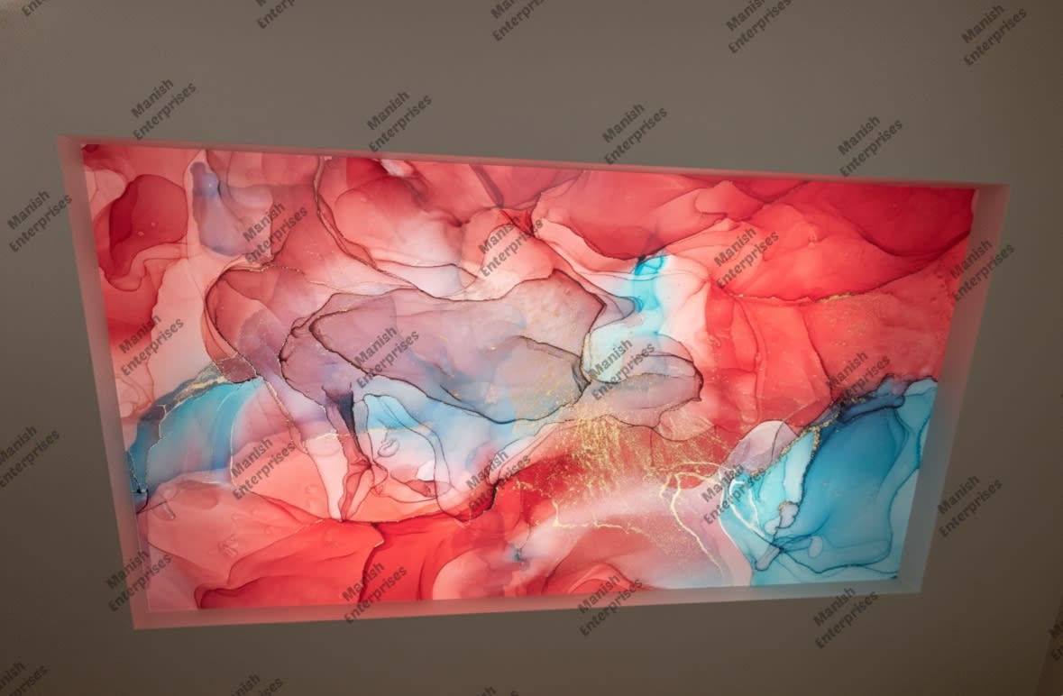 Coral teal marble abstract acrylic ceiling sheet