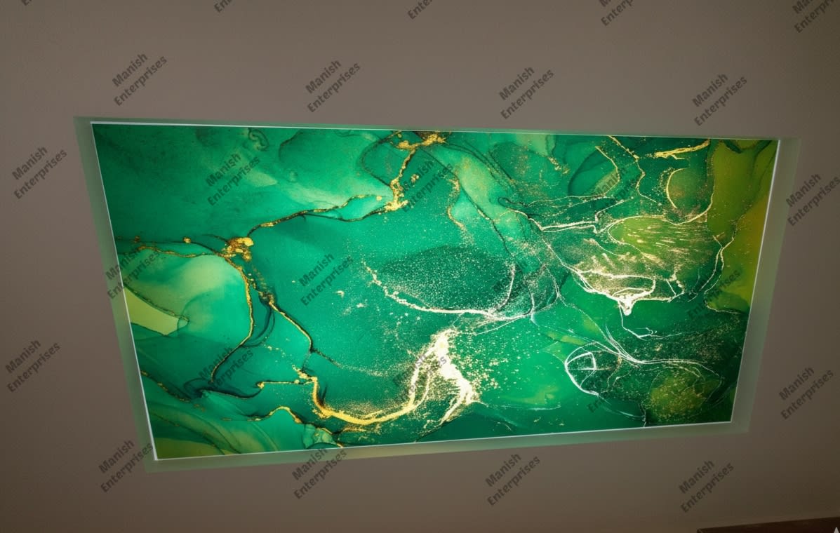 Emerald green gold marble acrylic ceiling sheet