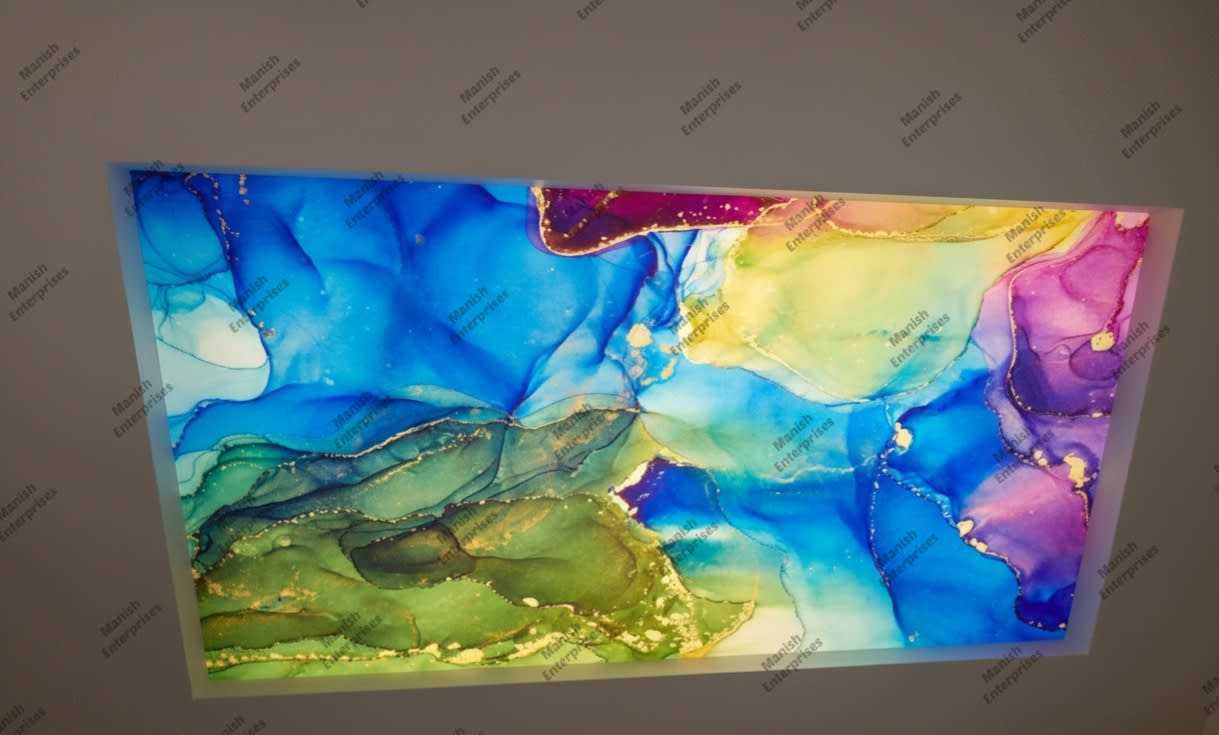 Blue green aurora marble acrylic ceiling sheet