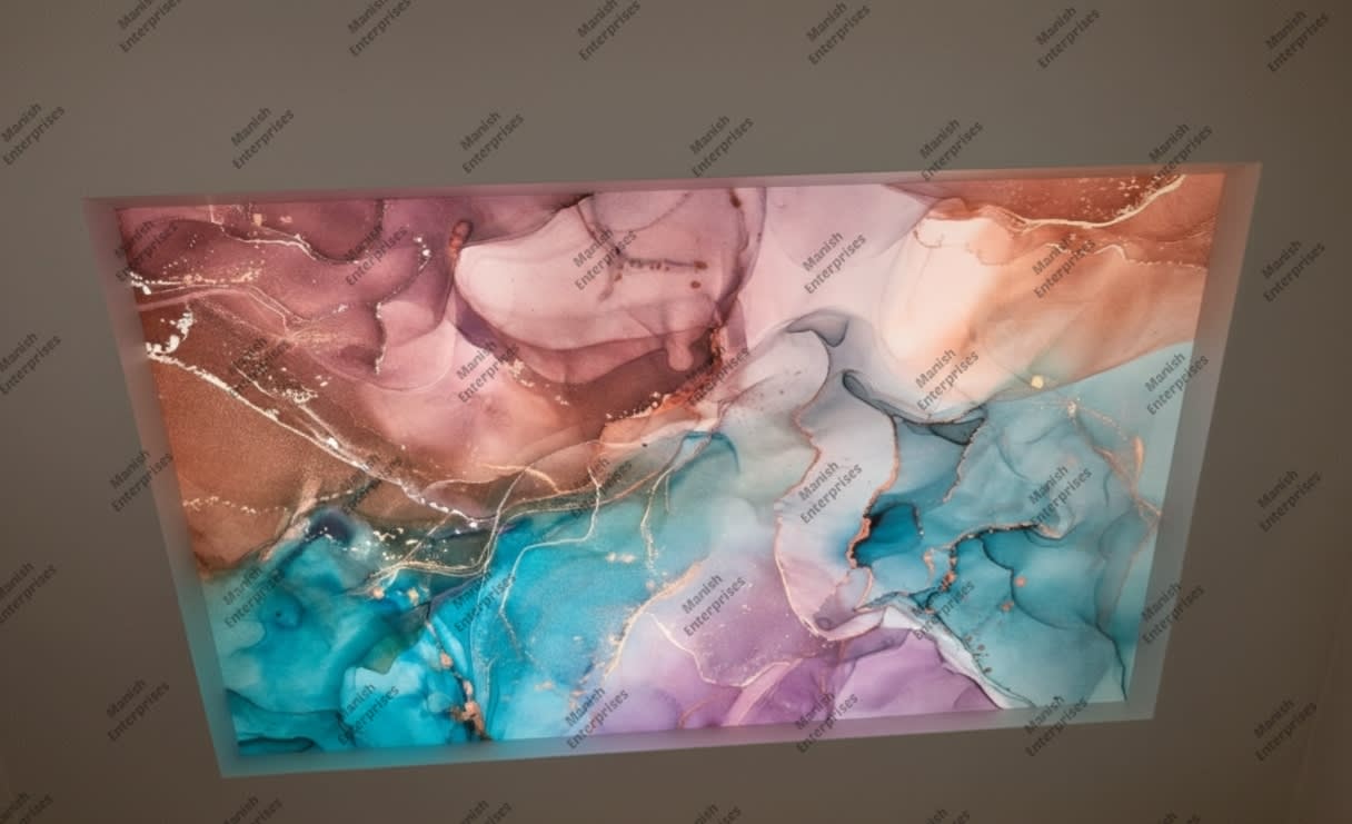 Rainbow pastel aqua marble acrylic ceiling sheet