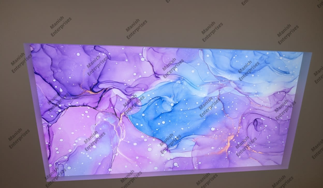 Royal purple blue gold liquid marble acrylic ceiling sheet