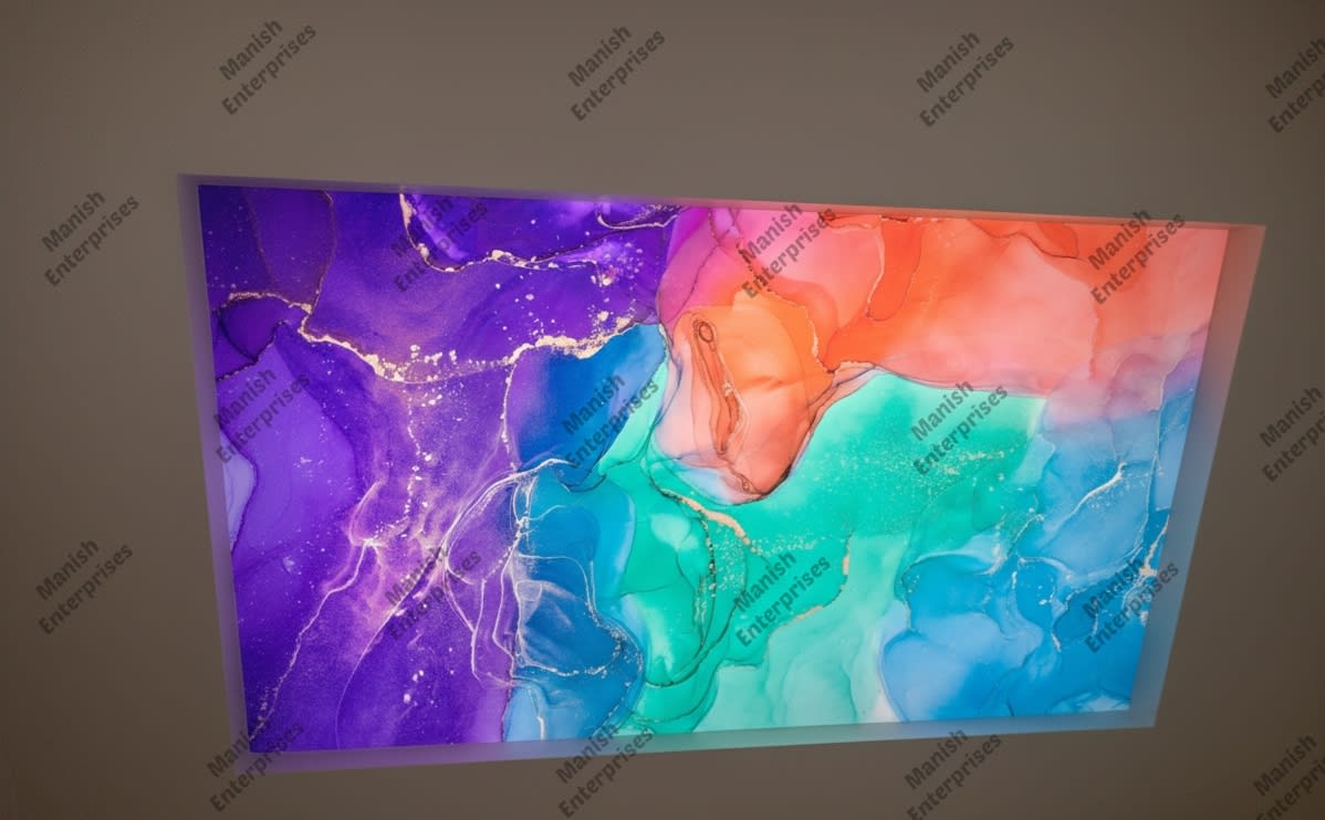 Royal purple blue aqua gold liquid marble acrylic ceiling sheet