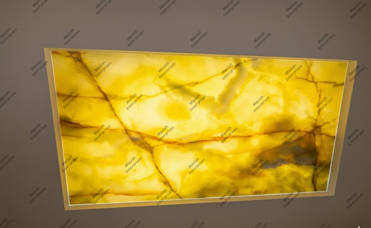 Yellow gold marble abstract acrylic ceiling sheet