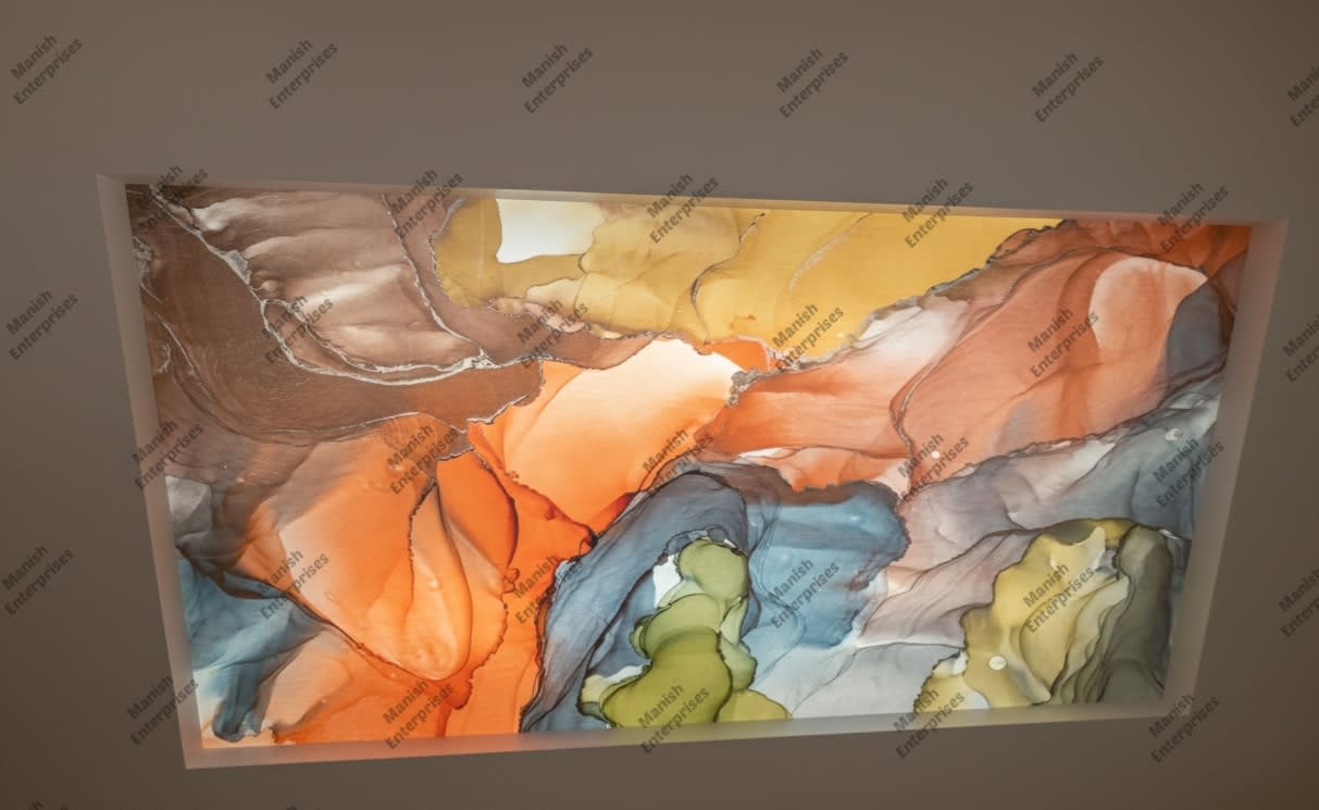 Amber orange aqua marble acrylic ceiling sheet