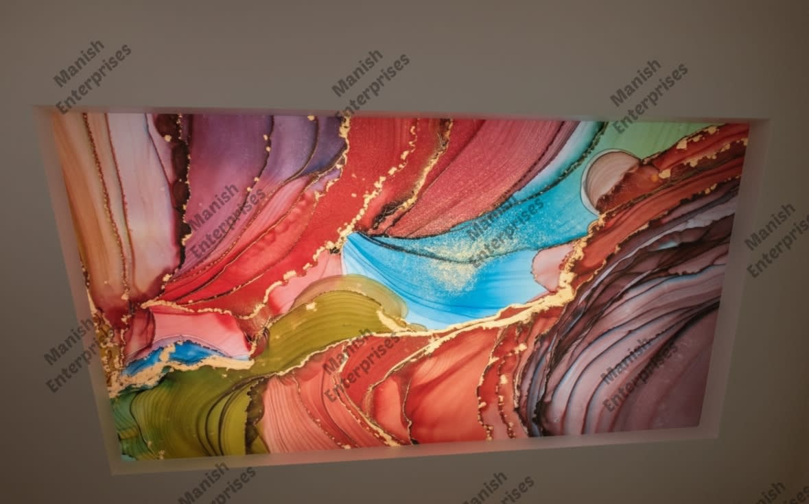 Multicolor abstract marble acrylic ceiling sheet