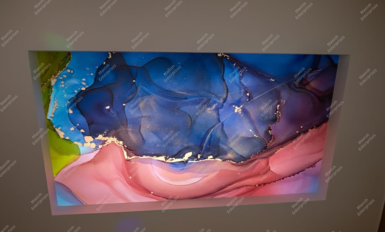 Blue pink touch abstract acrylic ceiling sheet