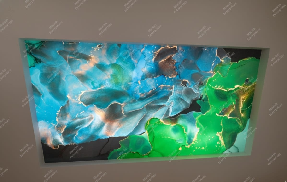 Aqua green blue gold abstract acrylic ceiling sheet