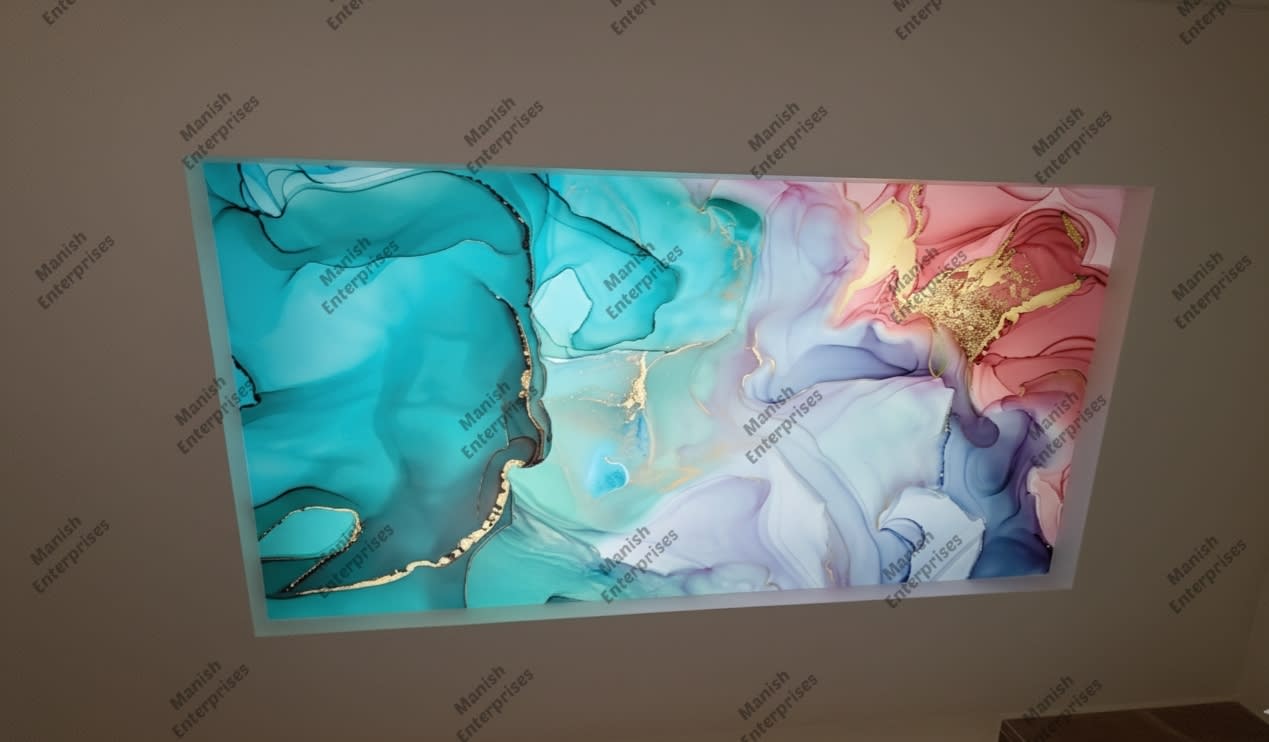 Pastel aqua blue rose gold abstract acrylic ceiling sheet