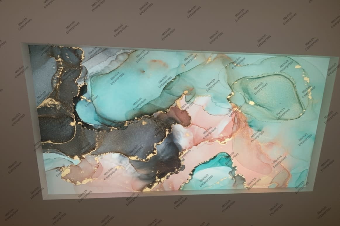Green Aqua pastel gold marble acrylic ceiling sheet